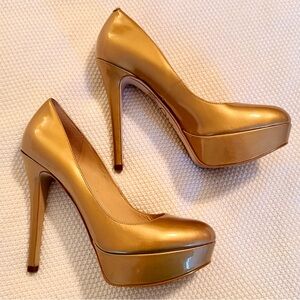 JOAN & DAVID 5” Metallic Gold Platform High Stiletto Heels Women’s Shoes